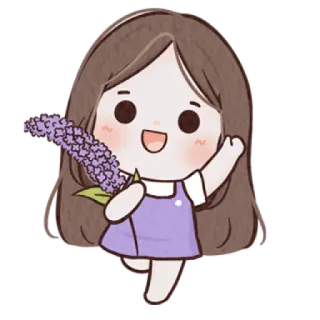 🐰 99d9ba24 Kreskówka, Słodki, Dziewczyna, Kwiat, Lilak, Chibi telegram sticker