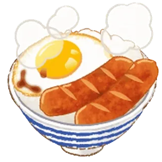 😊 afc12ff8 sarapan, makanan, telur, sosis, nasi, makan telegram sticker