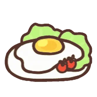 😊 ca498c57 telur, makanan, sarapan, tomat, selada, kartun telegram sticker