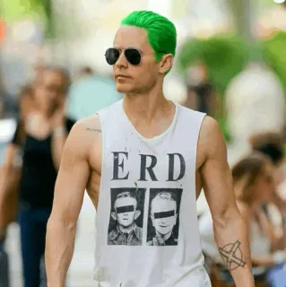 ✖️ 1e1985a9 Joker Suicide Squad ERD Joker, DC Comics, Suicide Squad, capelli verdi, Jared Leto, cattivo, personaggio dei fumetti, supercattivo, personaggio cinematografico telegram sticker