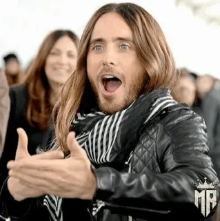 ⚜️ a0a8f8f8 Jared Leto jared leto, attore, uomo, capelli lunghi, giubbotto pelle telegram sticker