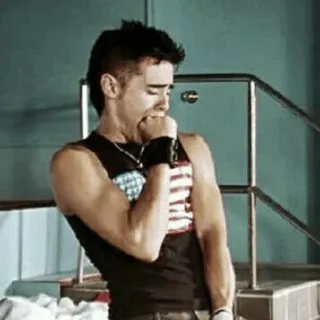 ✖️ bacd5e5c uomo, persona, mohawk, canotta, bandiera americana, muscolo, sbadiglio telegram sticker