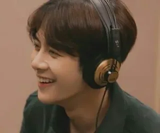 🦕 ff2e92f4 koptelefoon, persoon, muziek, glimlach, luisteren whatsapp sticker