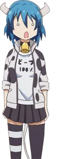 😐 ebd45430 ビーフ 100% Аниме, Корова, Ковбойка, В шоке, Милый telegram sticker