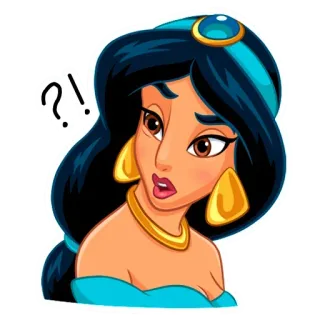 ❓ 3c50a9f2 Jasmine Aladdin жасмин, дисней, алладин, принцесса, мультфильм, вопрос, в замешательстве telegram sticker