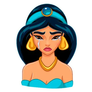 😭 da370d79 Jasmine Aladdin sedih, menangis, putri, disney, melati, emosi telegram sticker