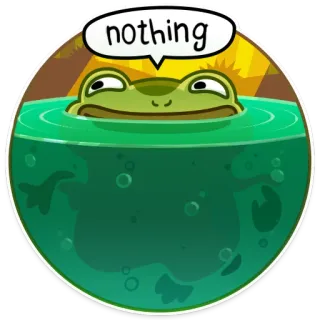 😏 07c61215 nothing กบ, น้ำ, สระน้ำ, ไม่มีอะไร, การ์ตูน, สัตว์, มีม whatsapp sticker