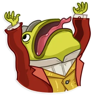 😩 9247f33d กบ, ลิ้น, เสื้อแจ็คเก็ต, การ์ตูน, สัตว์ whatsapp sticker