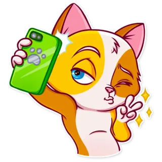 🤳 35878f13 gato, selfie, sinal de paz, fofo, animal, desenho animado, adesivo telegram sticker