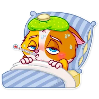 🤒 5e80b057 doente, gato, doença, termômetro, resfriado, gripe, desenho animado, adesivo telegram sticker