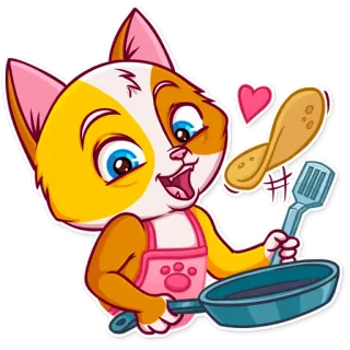 🥞 e1d1f8ac gato, panqueca, cozinhar, desenho animado, avental, café da manhã, comida, fofo telegram sticker