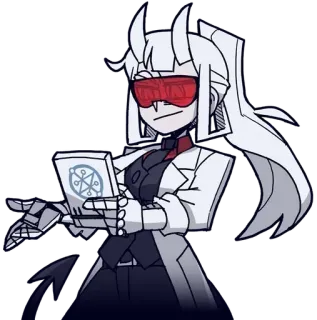 🤨 1d553e84 Lucifer Helltaker helltaker, люцифер, аниме, видеоигра, милый, дьявол, игра telegram sticker