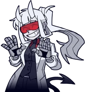 ☺️ 3164250e Аниме, Персонаж, Демон, Helltaker, Рога, Хвост, Перчатки telegram sticker