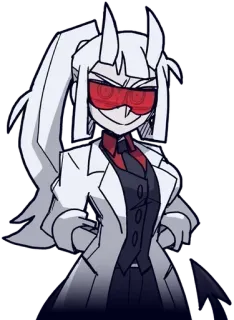 😉 4d3afb79 Loremaster Helltaker Хранитель знаний, Helltaker, Аниме девушка, Демон, Дьявол, Рога, Лабораторный халат, Злой, Персонаж видеоигры telegram sticker