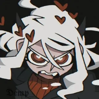 😠 636102eb Аниме, Мультфильм, Демон, Девушка, Злая, Сердечки telegram sticker