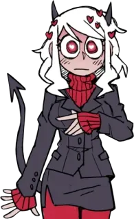 😟 915726fe Modeus Helltaker helltaker, модеус, аниме, девушка демон, милая, сердечки, видеоигра telegram sticker