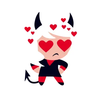 ❣️ c8d190d4 Lucifer Helltaker Аниме, Демон, Глаза-сердечки, Helltaker, Люцифер telegram sticker