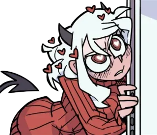 😠 e507b0a9 Аниме, Демон, Сердечки, Свитер, Мультфильм telegram sticker