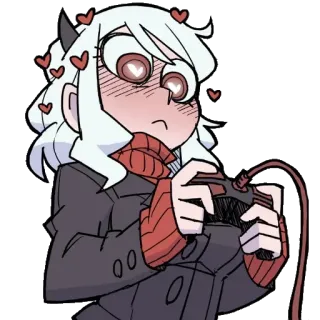 😀 f4e4cfa7 Аниме, Видеоигра, Дьявол, Сердечки, Геймер, Милый, Мультфильм telegram sticker