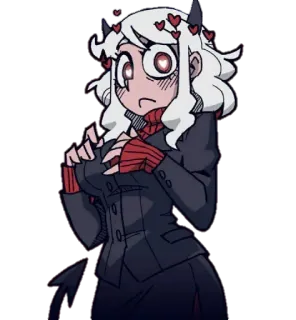 😔 fd0c6258 Аниме, Девушка, Сердечки, Демон, Мило telegram sticker