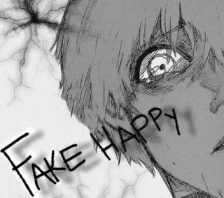 🤡 cfcb6c10 FAKE HAPPY อนิเมะ, มังงะ, หน้า, เศร้า, ปลอม, มีความสุข, สีหน้า telegram sticker