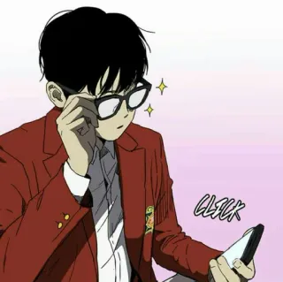 🚲 4dbc425a CLICK anime, cartoon, glasses, portrait, character, windbreaker telegram sticker