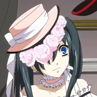 ♥️ 808f448e Ciel Phantomhive Black Butler Anime, Manga, Karakter, Black Butler, Ciel Phantomhive, Roze, Hoed telegram sticker