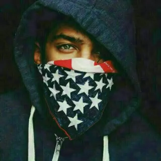 😕 14223384 连帽衫, 头巾, 美国国旗, 星星, 人, 眼睛 telegram sticker