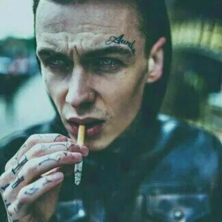 😒 3b27bae5 Awake 男人, 香烟, 纹身, 吸烟, 肖像 telegram sticker