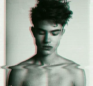 😔 69fcbefa 男人, 模特, 肖像, 故障效果, 青年, 男性 telegram sticker