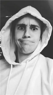 😐 5c2d980e ภาพเหมือน, คน, เสื้อมีฮู้ด, ขาวดำ, สีหน้า, ผู้ชาย telegram sticker