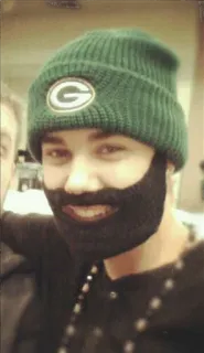 😐 5eb4131f คน, green bay packers, หมวกบีนนี่, เครา, ภาพบุคคล, ผู้ชาย, ยิ้ม telegram sticker