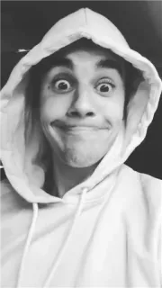 😒 6b109dd0 ภาพเหมือน, เสื้อฮู้ด, หน้าตลก, ตลก, ขาวดำ telegram sticker