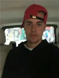 😐 b59d86e6 Justin Bieber คนดัง, นักร้อง, ภาพเหมือน, หมวกสีแดง, เสื้อฮู้ด telegram sticker