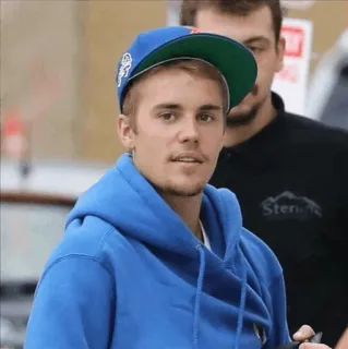 😐 e6f9b8a3 Justin Bieber คนดัง, นักร้อง, ศิลปิน, ภาพเหมือน, เสื้อฮู้ดสีฟ้า, หมวก telegram sticker