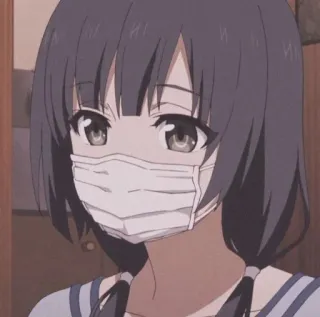 💛 d6fe1893 Аниме, Девушка, Маска, Мультфильм, Персонаж, Милый telegram sticker