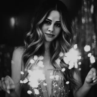 🕊 0b025f30 LOVEFORMESSA woman, sparklers, portrait, black and white, beautiful, girl telegram sticker