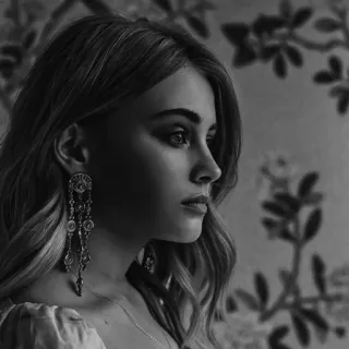 🕊 1af18f6f portrait, woman, black and white, earrings, jewelry, profile telegram sticker