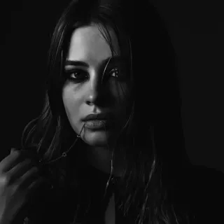 🕊 3c4a08fa woman, portrait, jewelry, necklace, black and white, monochrome, brunette telegram sticker