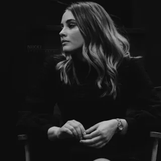 🕊 3caaba95 NIKKI portrait, woman, black and white, person, hair telegram sticker