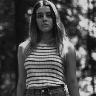 🕊 7f7830d1 woman, portrait, black and white, outdoor, young woman telegram sticker