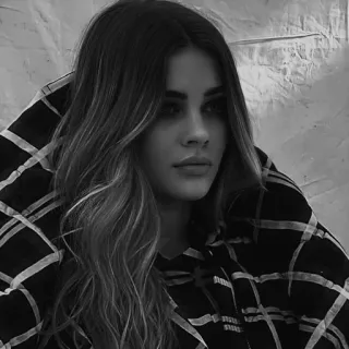 🕊 a15136d2 woman, portrait, black and white, person, plaid telegram sticker