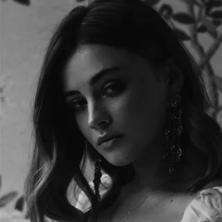 🕊 d0ef3460 woman, portrait, face, person, earrings, black and white telegram sticker