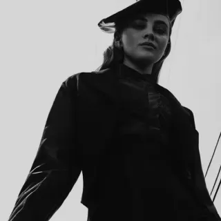 🕊 ebcb2cc1 person, woman, hat, portrait, black and white, fashion telegram sticker