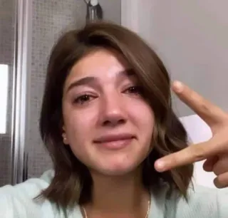 🐍 48eaaa71 woman, crying, peace sign, emotional, person, sad whatsapp sticker