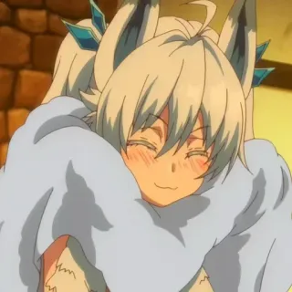 💙 e3f0fb6e アニメ, かわいい, 狐, 女の子, ハグ, 幸せ telegram sticker