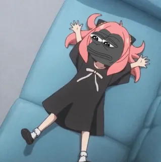 ➖ d84a929c Anya Forger Spy × Family アニメ, ミーム, ペペ, クロスオーバー, キャラクター, ソファ telegram sticker