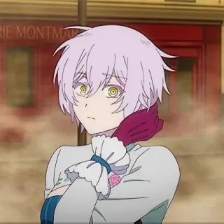 🌸 bade7ce4 อนิเมะ, ตัวละคร, ผมขาว, ถุงมือ, ดอกกุหลาบ telegram sticker