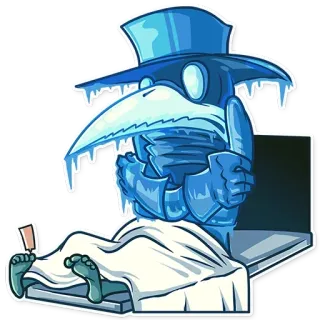 😨 a66630f5 Doktor plagi, Medyczny, Zimno, Zamrożone, Naklejka, Postać, Śmieszne telegram sticker