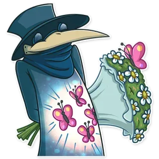 💐 bf40a91a doktor plagi, motyle, kwiaty, ptak, medyczny, bukiet, kapelusz telegram sticker
